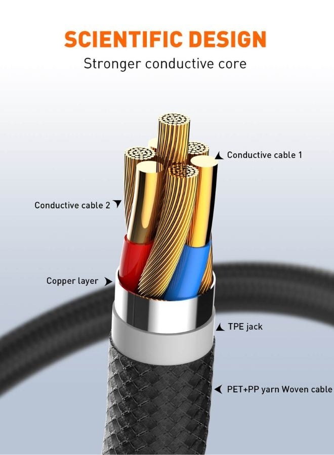 LDNIO 100W 4-in-1 Fast Charging Cable with Dual Input | USB-C Input + Removable USB-A Adapter | Dual Type-C (100W + 15W) + Lightning (30W) Output | Charge 3 Devices with One Cable | For iPhone 17 / 16 / 15 / 14 / 13 / 12 Series, Samsung Galaxy New Models, OnePlus, Oppo, Vivo, Honor, Nothing, One plus | Adapter Charging Cable | 1.2m Black - Image 3